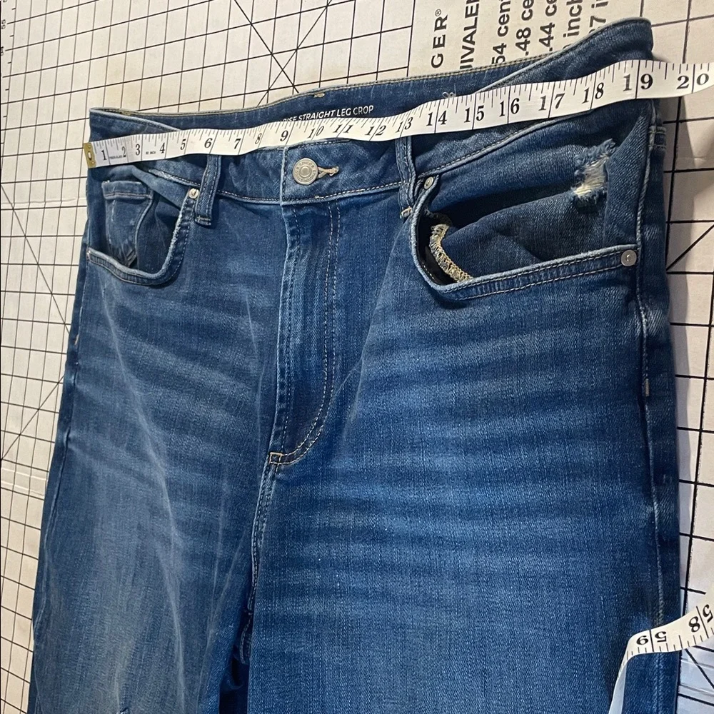 Chicos high rise straight leg crop jeans, size 16r, raw hem and some distressing - Picture 5 of 7